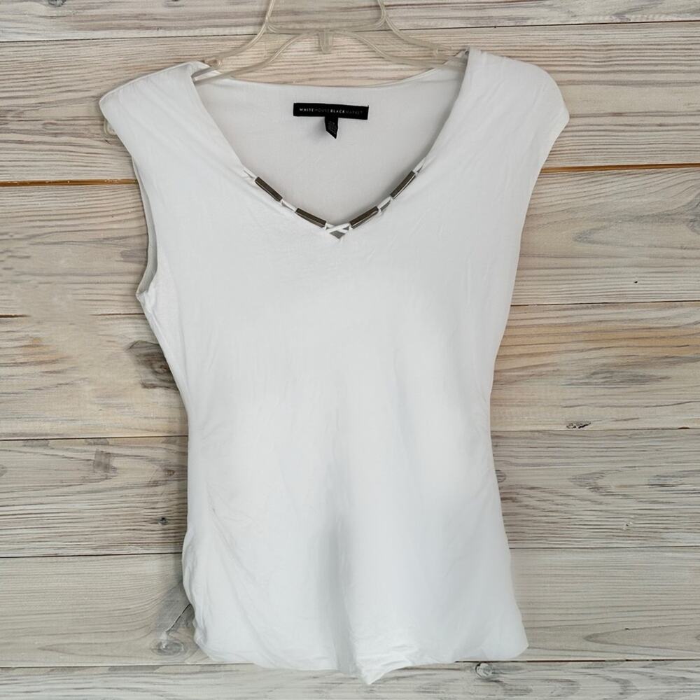 White House Black Market Silver Statement Top